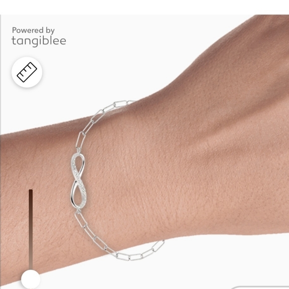 White Sapphire (Lab Created) Silver Infinity Bracelet 8 Inches GUC - Picture 9 of 9